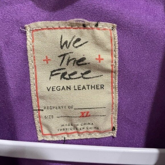 Free People Fringe Vegan Leather Jacket Western Boho Gypsy Oversized Cowgirl - Picture 7 of 11